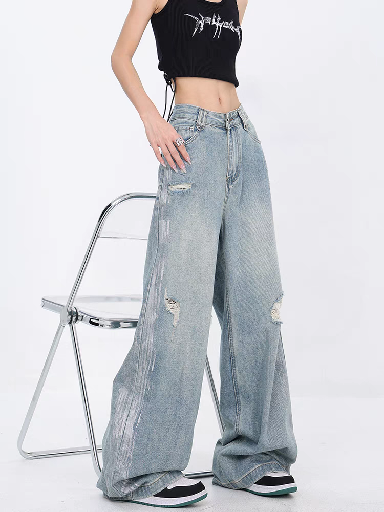 christmas outfit JazzHer Women's Light Blue Y2k Baggy Jeans Harajuku Japanese 2000s Style Denim Trousers Aesthetic Vintage Jean Pants Trashy Clothes 2025