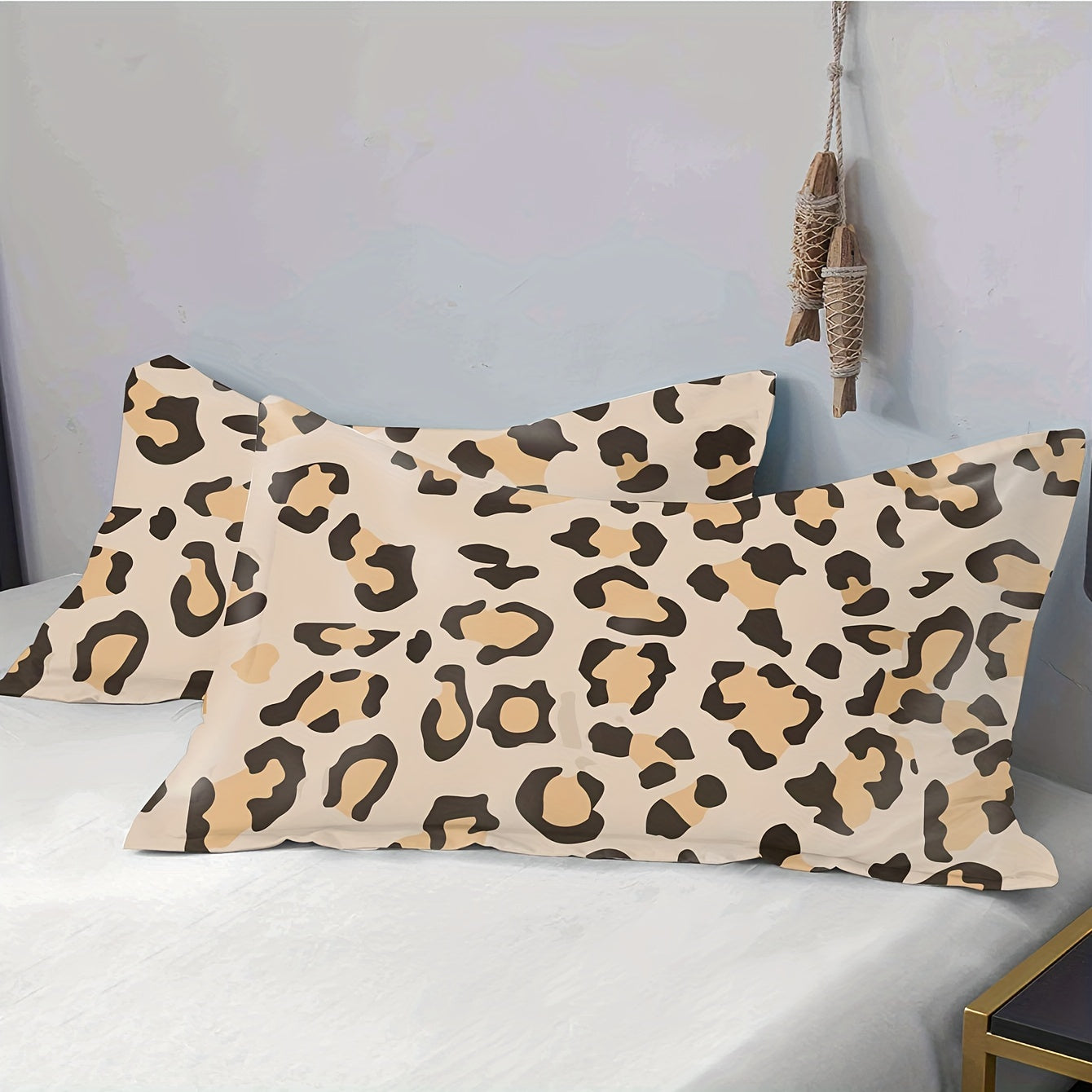 JazzHer 3pcs Stylish Leopard Print Fitted Bed Sheet Set for Bedroom Soft and Comfortable Bedding Set Bed Sheet with Pillowcases (1pc