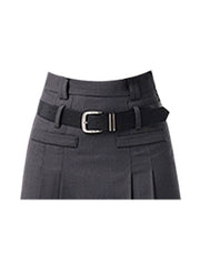 christmas outfit JazzHer Women Grey Skirts Vintage High Waist Pleated Long Skirt Female 2025 Autumn Japanese Fashion A-Line Skirt College Style Harajuku