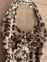 JazzHer Camis Y2k Summer Women Vintage 90s Clothes Flower Button Harajuku Tee Femme Korea Aesthetic Sling Crop Tops Punk Grunge Tank Top