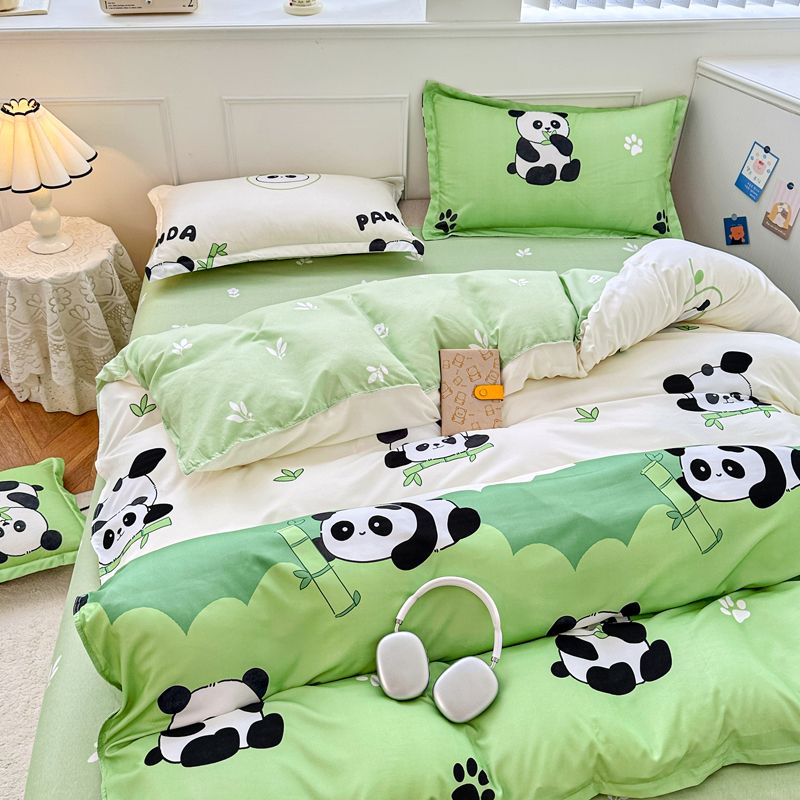 JazzHer Lucky Dog Bedding Set Cute Cartoon No Filler Twin Full Size Duvet Cover Flat Sheet Pillowcase Fashion Girls Boys New Bed Linen