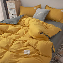 JazzHer Nordic Bedding Set Simple Flat Sheets Duvet Quilt Cover Pillowcase Bed Linen for Single Queen Full Size Solid Home Textiles