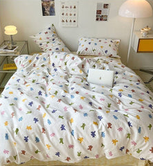 JazzHer Green Grid Duvet Cover Set Ins Soft Bed Sheet Pillowcases No Filler Twin Queen Size 2024 New Spring Adult Kids Bedding Linens