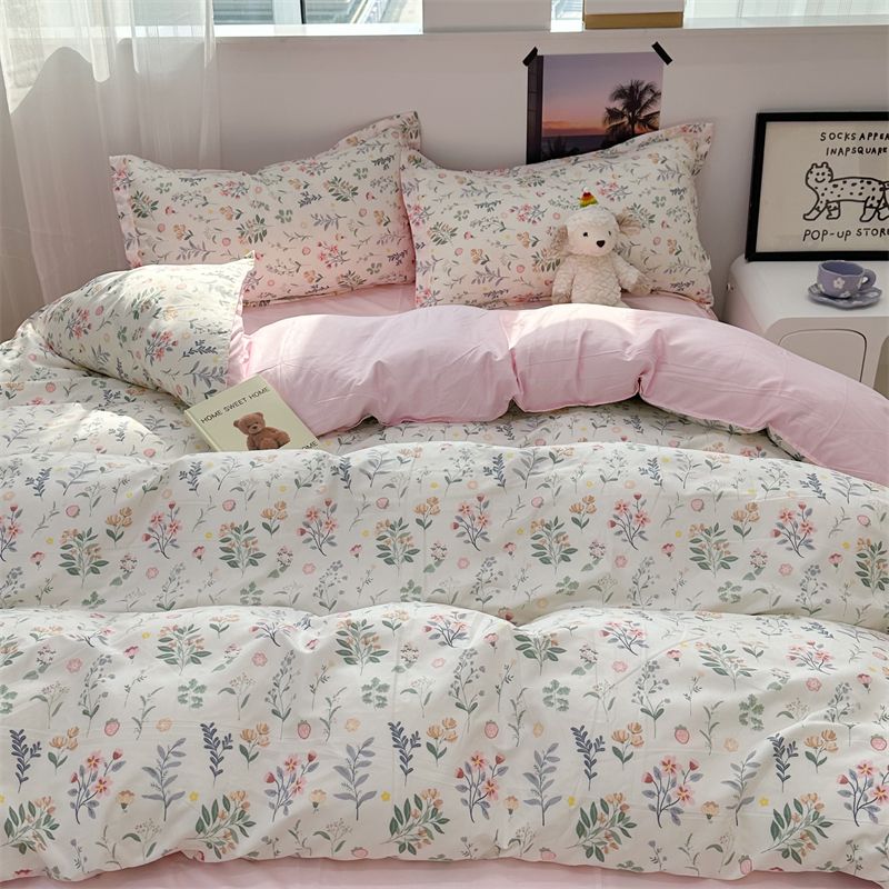 JazzHer Fashion Duvet Cover Set No Filler Flat Sheet Pillowcases Boys Girls Cute Twin Queen Size Ins Spring New Bedding Linen