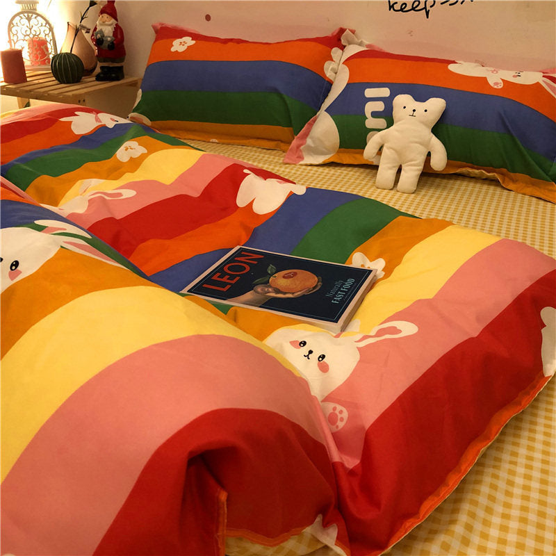 JazzHer Chinese Cute Panda Bedding Set Cartooon Bamboo Pattern Quilt Cover Sheets Full Size For Kids Adults Home Textile Soft Polyester