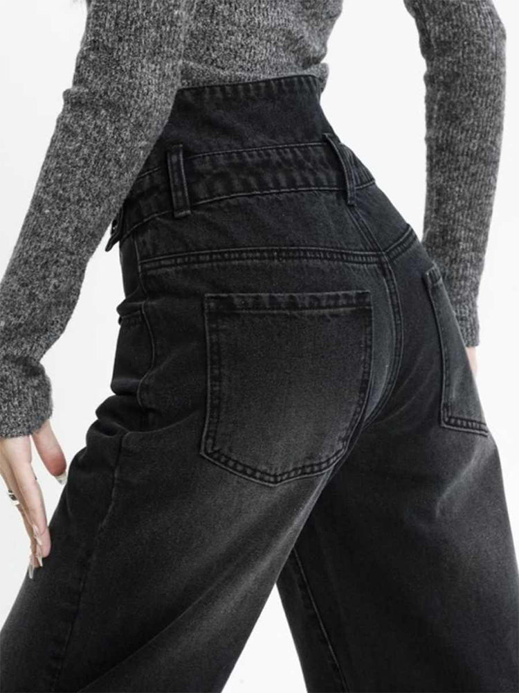 christmas outfit JazzHer Women's Black Gothic Y2k Jeans Harajuku Japanese 2000s Style Oversize Denim Trousers Vintage Baggy Jean Pants Emo Trashy Clothes