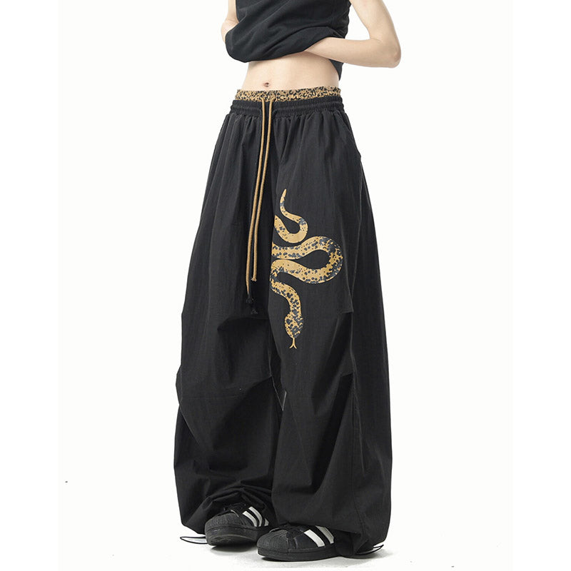 JazzHer Y2K Streetwear Pants Women Black Hip Hop Oversized Sweatpants American Vintage Print Loose Casual Female Dance Trousers New