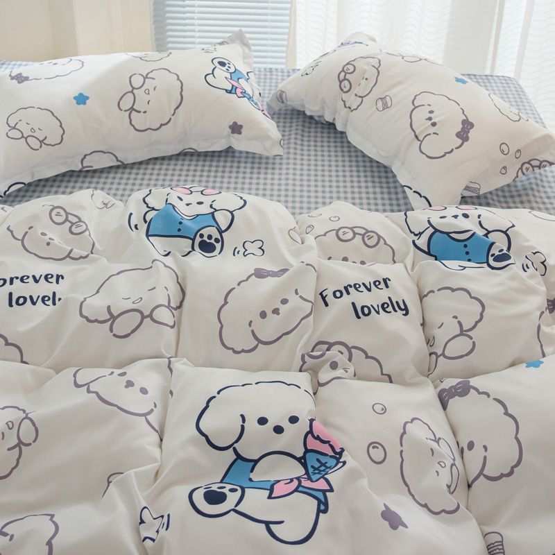 JazzHer Cute Cartoon Duvet Cover Set Kids Adult Twin Queen Size Girls Boys Flat Sheet Pillowcase No Filler Soft Home Decor Bedding Set