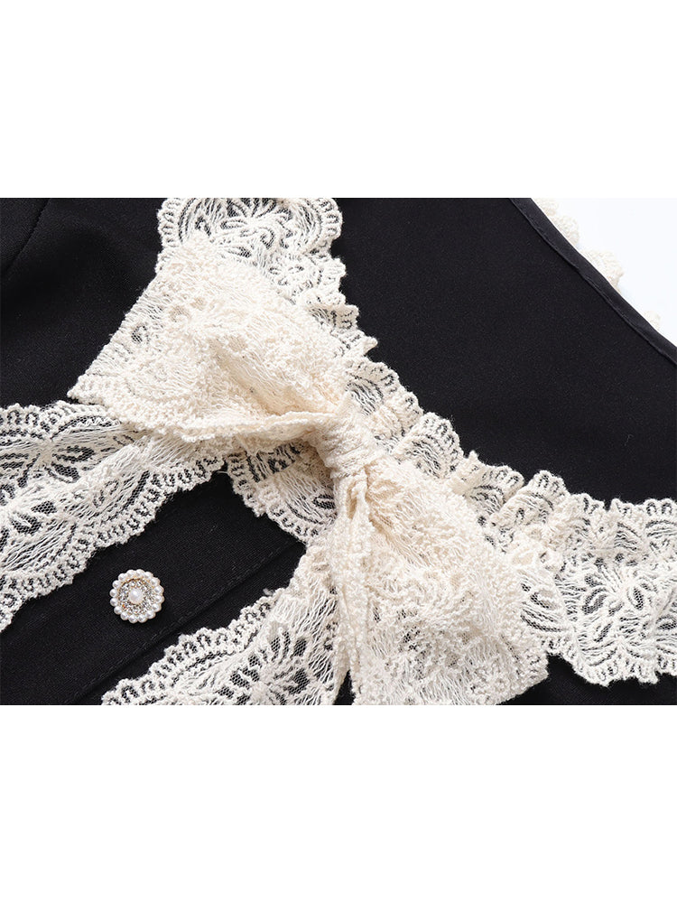 christmas outfit JazzHer Women Lace Patchwork Short Sleeve Black Gothic A-line Mini Dress Korean Harajuku Vintage Dress Y2k One Piece Frocks 2025 Summer