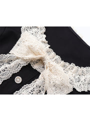 christmas outfit JazzHer Women Lace Patchwork Short Sleeve Black Gothic A-line Mini Dress Korean Harajuku Vintage Dress Y2k One Piece Frocks 2025 Summer