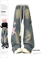 christmas outfit JazzHer Women Baggy Star Jeans Vintage Harajuku Oversize High Waist Denim Trouser Emo 2000s Y2k 90s Aesthetic Wide Pants Trashy Clothes