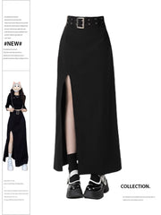 christmas outfit JazzHer Women Black Gothic Skirt Vintage High Waist A-Line Skirt Emo 2000s Fashion Harajuku Streetwear Y2k Long Skirt 90s Girls Clothes