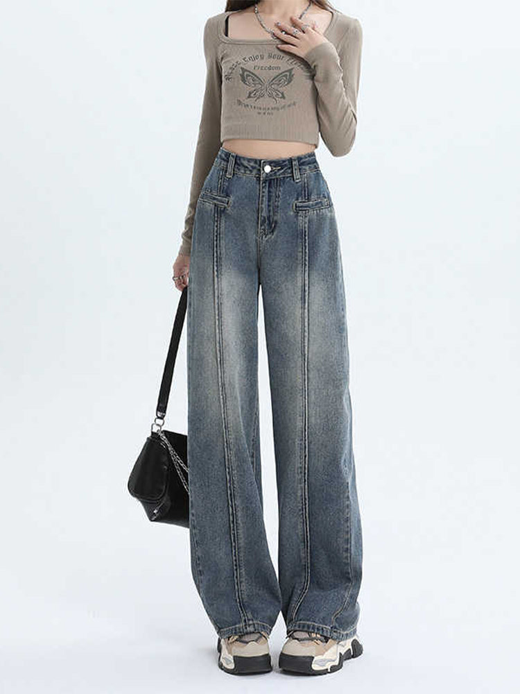 christmas outfit JazzHer Women Blue Baggy Jeans Harajuku Oversize Straight Denim Trousers Y2k 90s Vintage Japanese 2000s Style Jean Pants Trashy Clothes