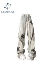 christmas outfit JazzHer Women Baggy Star Jeans Fashion Vintage 2000s Y2k 90s Pippie Denim Trousers Korean Retro High Waist Wide Leg Cowboy Pants Clothes