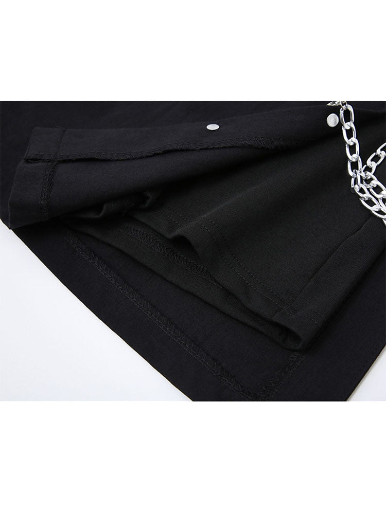 christmas outfit JazzHer Women's High Waist A Line Short Skirts 2025 Summer Gothic Fashion Vintage Chain Black Skirt Korean Irregular Mini Skirt Female