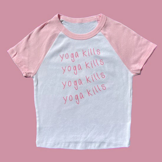 JazzHer Kawaii Y2k Vintage yoga kills Letter Print Baby Tee Summer fairy tale crop top Harajuku ShortSleeve punk slim Streetwear T-Shirt