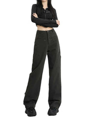 christmas outfit JazzHer Women's Brown Y2k Cargo Jeans Harajuku Oversize Denim Trousers Vintage Japanese 2000s Style Baggy Jean Pants Trashy Clothes 2025