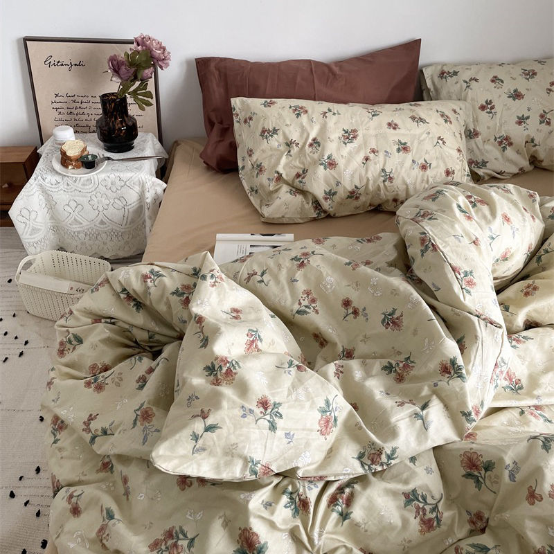 JazzHer Floral Bedding Set with Duvet Cover No Filling Flat Sheet with Pillowcases 2024 New Kids Queen Full Size Boys Girls Bed Linen