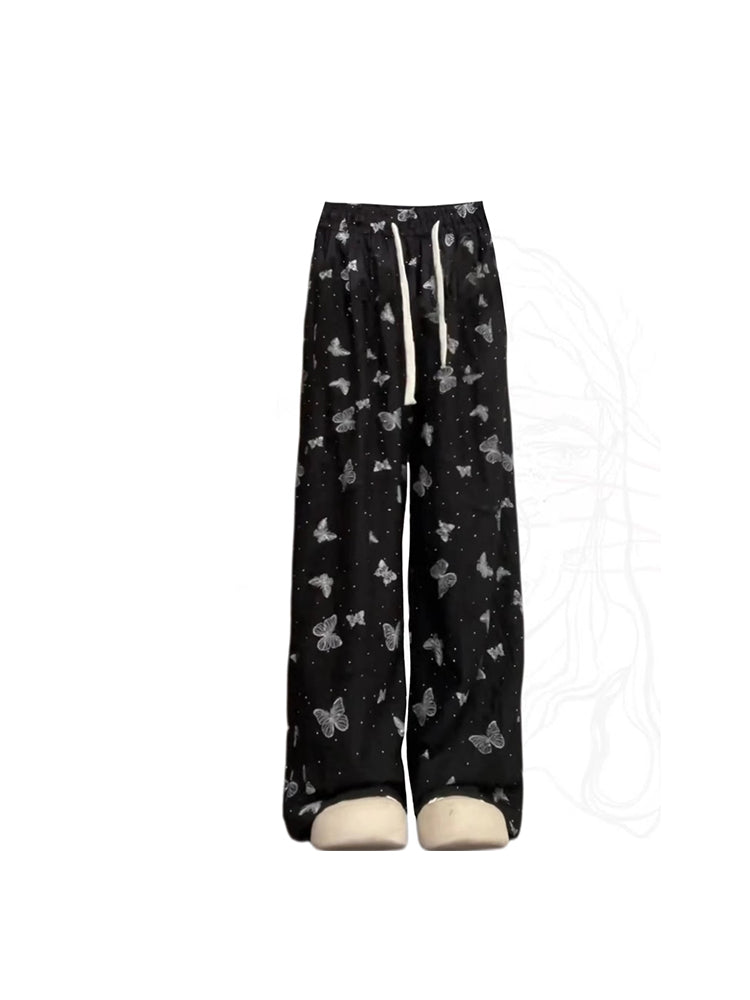 christmas outfit JazzHer Women Black Gothic Y2k Print Pants 90s Streetwear Oversize Emo Wide Leg Pants Vintage Harajuku High Waist Trousers Clothes 2025