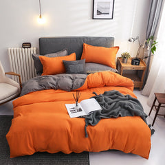 JazzHer Solid Bedding Set for Kids and Adults, Single, Double Size Bed Linen, Duvet Cover, Pillowcase, Orange and Grey,  Home Text