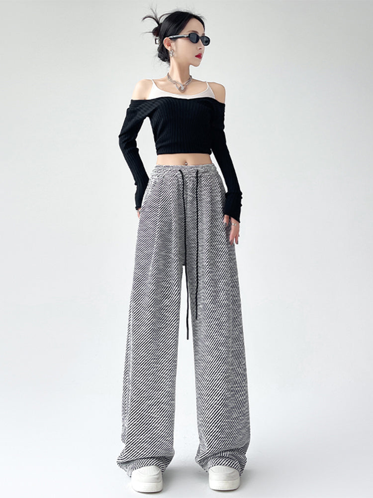 christmas outfit JazzHer Women Black Gothic Baggy Striped Pants Vintage Y2k Sweatpants Harajuku Aesthetic Pants High Waist Trousers 2000s Fashion Clothes