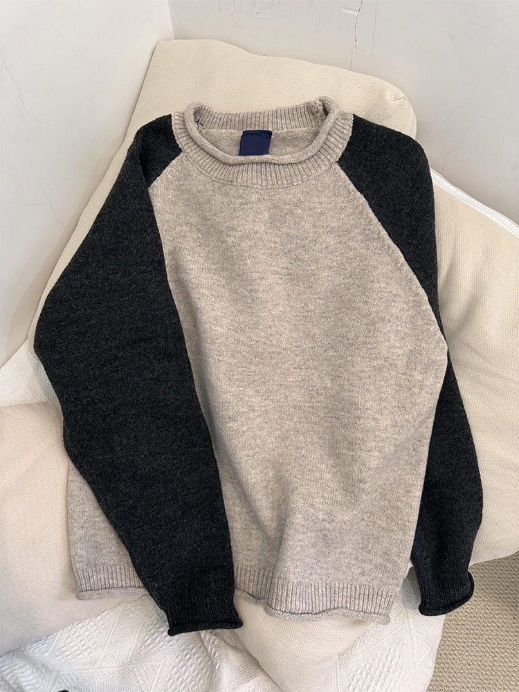 christmas outfit JazzHer Women's Patchwork Pullover Sweater Harajuku Long Sleeves Two-tone Sweaters Jumper Vintage Y2k 2000s Clothes Fashion Winter 2025