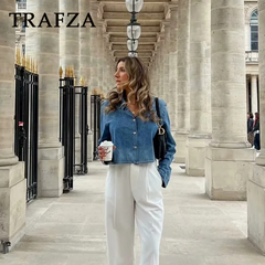 cold weather outfits JazzHer 2024 Spring Summer Streetwear Women Shirts Fashion Casual Backless Denim Turn-down Collar Single Breasted Chic Shirts