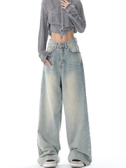 christmas outfit JazzHer Women Y2k Jeans Harajuku Denim Trousers Streetwear Y2k Wide Leg Jean Pants Vintage Aesthetic Japanese 2000s Style Trashy Clothes