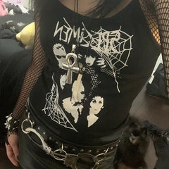 JazzHer Streetwear Hip Hop Woman Metal Rock Casual Vest Cool Punk Y2K Hot Retro Gothic Aesthetic Halter tops Grunge emo Old Hot Singlet