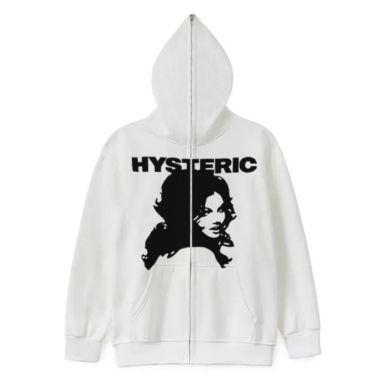 JazzHer Y2K Retro Print Hoodies Women Autumn and winter Casual Oversized Long Sleeve Pullovers Tops Harajuku Unisex Loose Sweatshirt emo