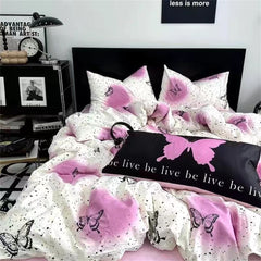 JazzHer Ins Style Colorful Butterfly Bedding Sheet Nordic Duvet Cover Set Home Luxury No Filling Bedding Set Comfortable Bedspread