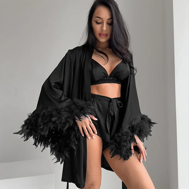 thanksgiving outfit JazzHer Tassel Cardigan Shorts Sets Women Solid Full Sleeve V-neck Belt Shirthigh Waist Wide Leg Short Pants 2024 Autumn Chic Lady Suit