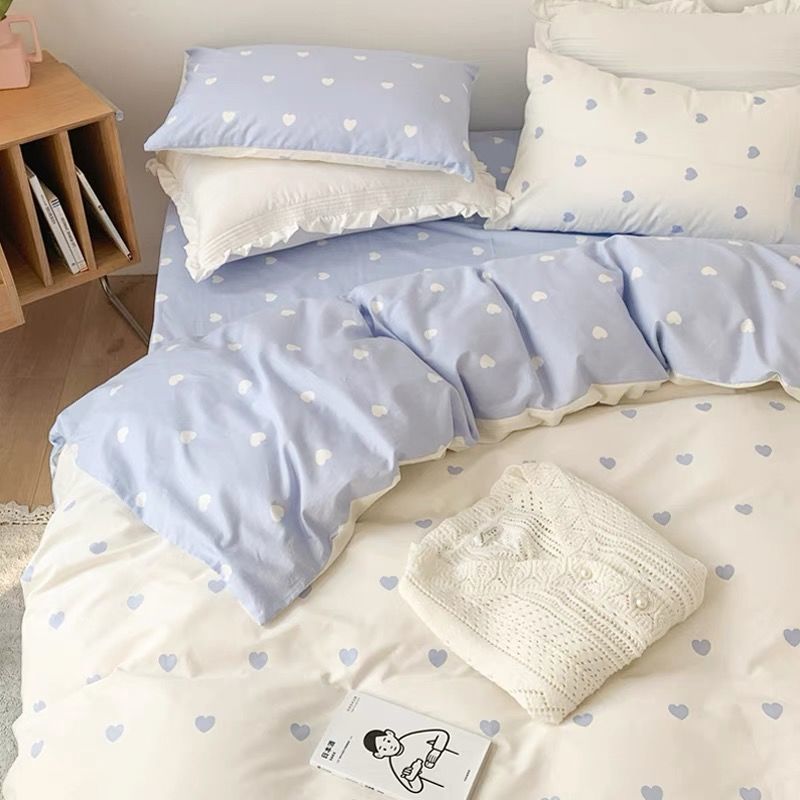 JazzHer Ins Style Bedding Set Nordic Single Double Flat Sheet Duvet Cover Pillowcase Soft Microfiber Full Queen Size Bed Linen