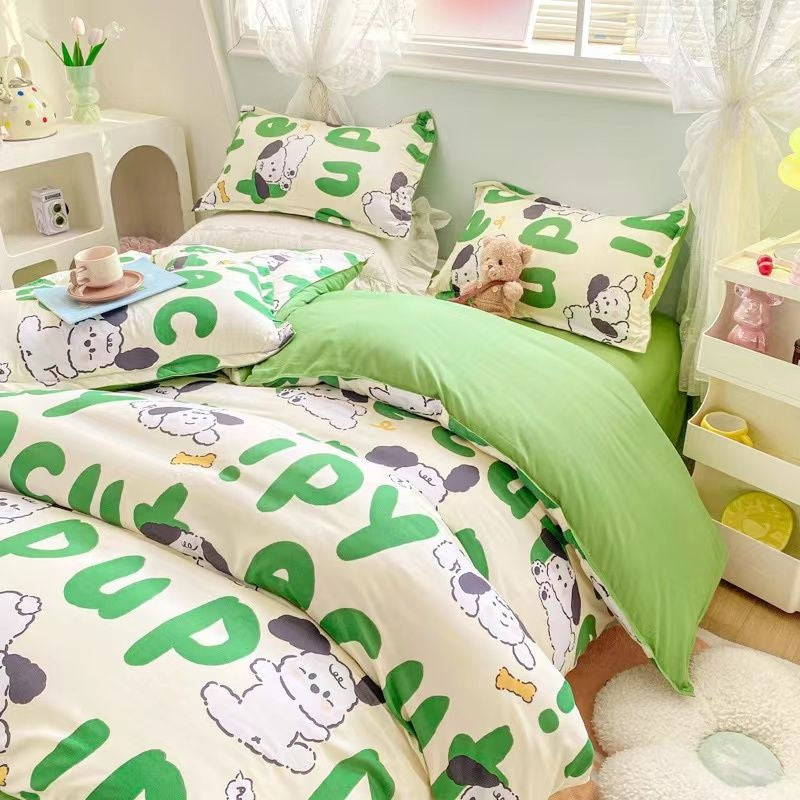 JazzHer Ins Cream Cherry Bedding Set Cartooon Fruit Duvet Cover Polyester high quality Linen Bedroom Decor Home Textile For Girls Kids