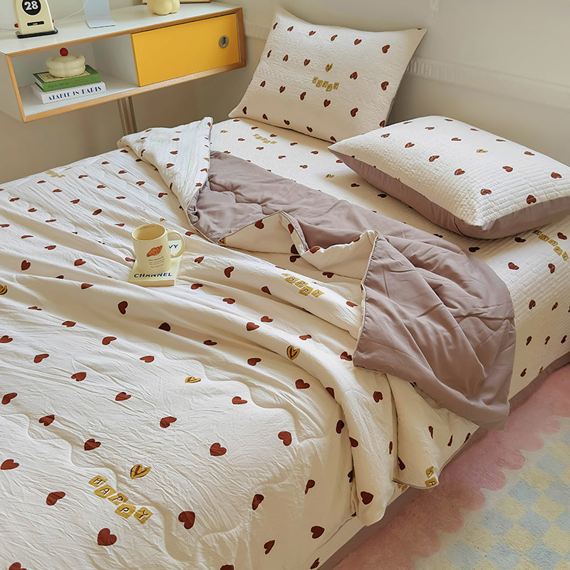 JazzHer 2024 New Summer Water Washed Glutinous Cotton Summer Bedding Cover Set of Four Pieces