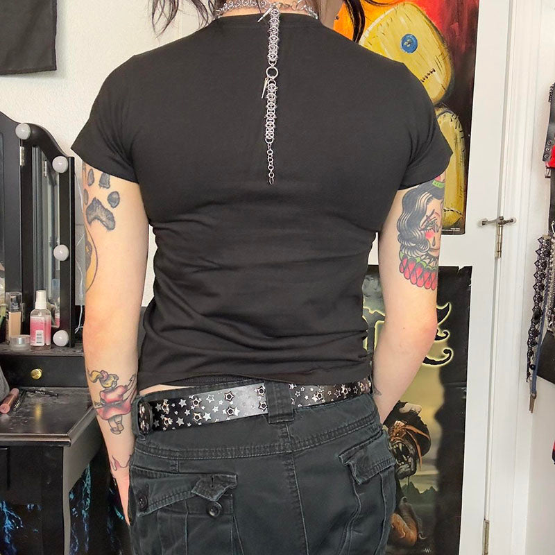 JazzHer Fashion Streetwear Punk Hottie Slim Fit Millennial Harajuku Casual Top Y2K Retro Black Gothic Print Graphic T-Shirt Women