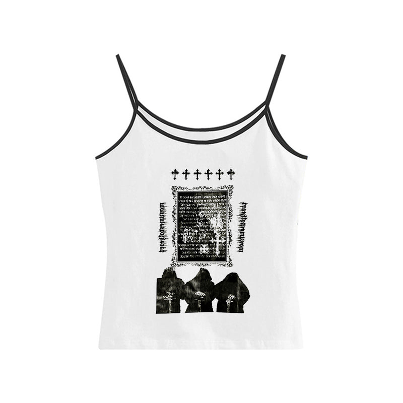 JazzHer Y2K Punk Rock Aesthetic Harajuku Retro Casual Tank Tops Gothic Emo Girls Sleeveless Crop Tops Sexy Chic Slim Fashion Streetwear