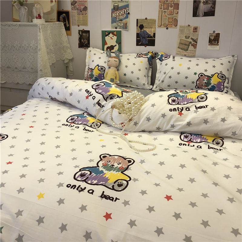 JazzHer Ins Style Fashion Butterfly Bedding Set For Girls Boys Double Size Flat Sheet Duvet Cover Pillowcase Bed Linen Home Textile