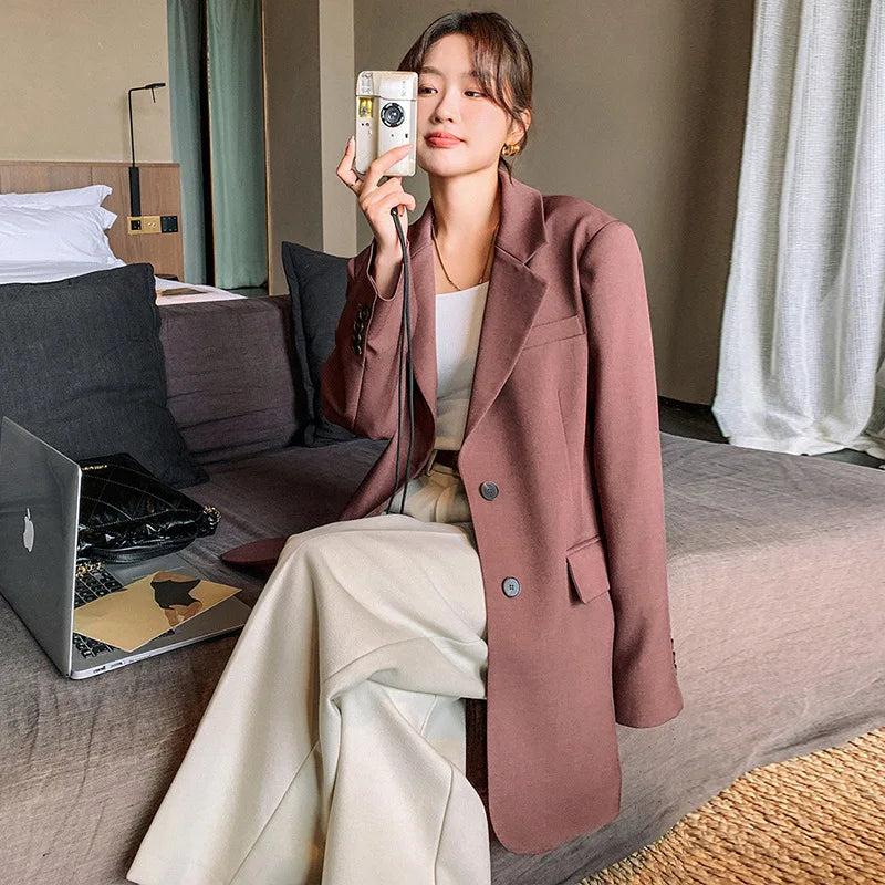 cold weather outfits JazzHer New Spring-Autumn 2024 French Style Loose-Fit Comfortable Wide Version Casual Socialite Jacket For Women Elegant Versatile