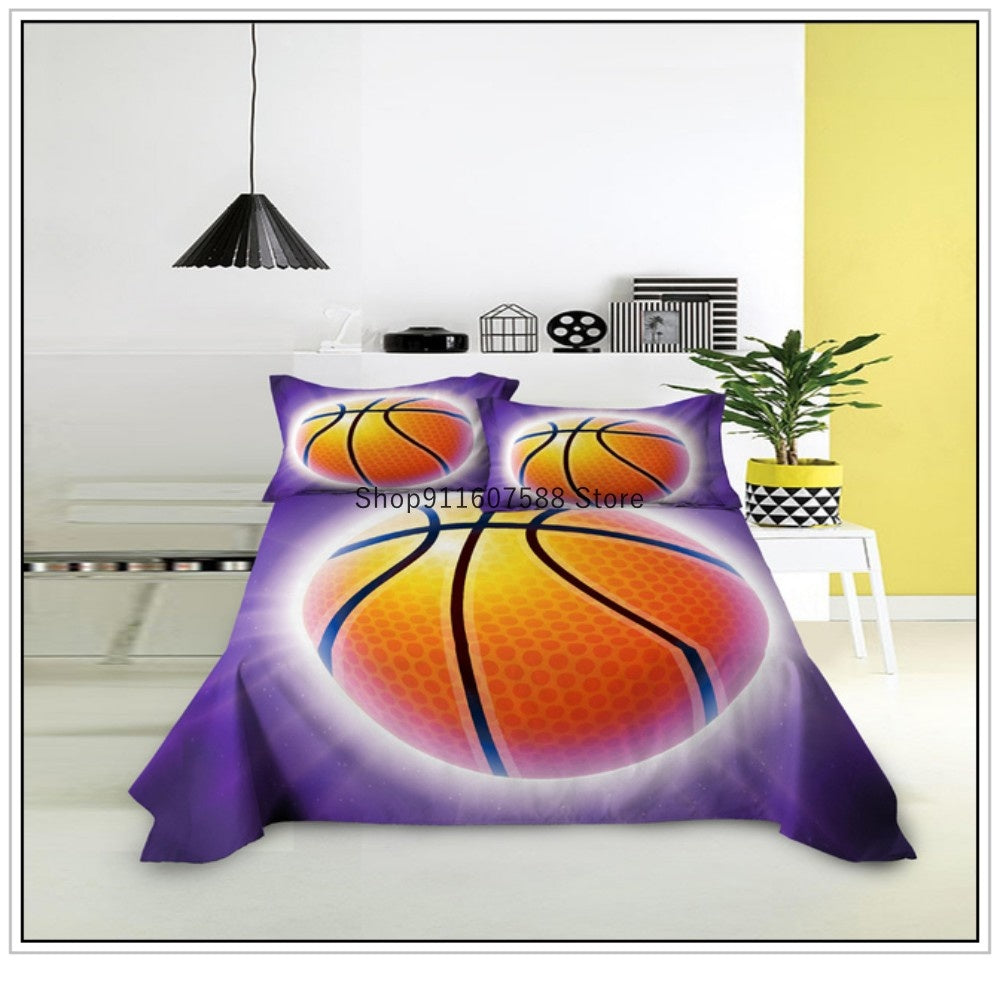 JazzHer Kids Football Bed Sheet Set Sport Game Soccer Printing Bedding ForBoys Soft Polyester Bed Flat Sheet With Pillowcase