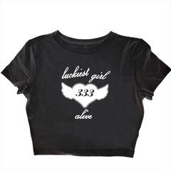 JazzHer Y2K Aesthetic Cute Letter Print vintage Sexy Womens Crop Tops Casual Emo Girls Harajuku Fairytale Sweet Harajuku Punk Streetwear