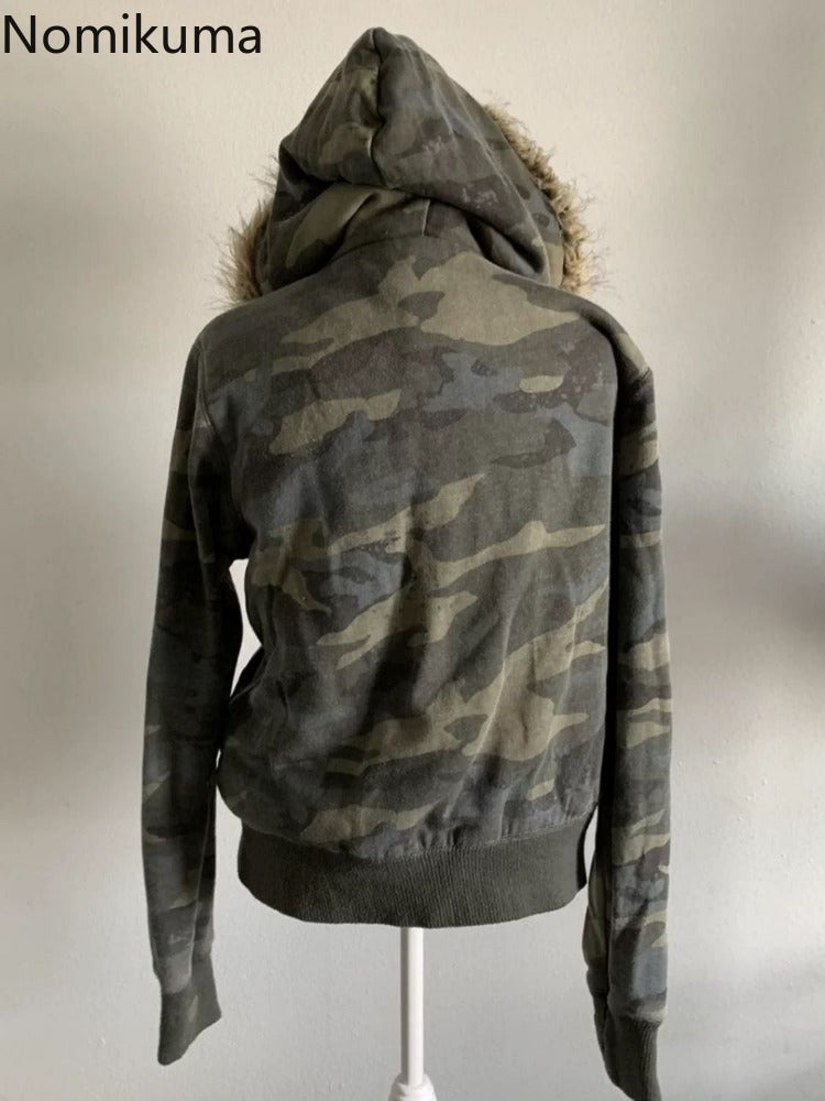 JazzHer Harajuku Hoodies for Women 2025 Ropa Mujer Camouflage Streetwear Sweatshirts Hooded Fashion Thicked Warm Hoodie Coat Y2k Tops