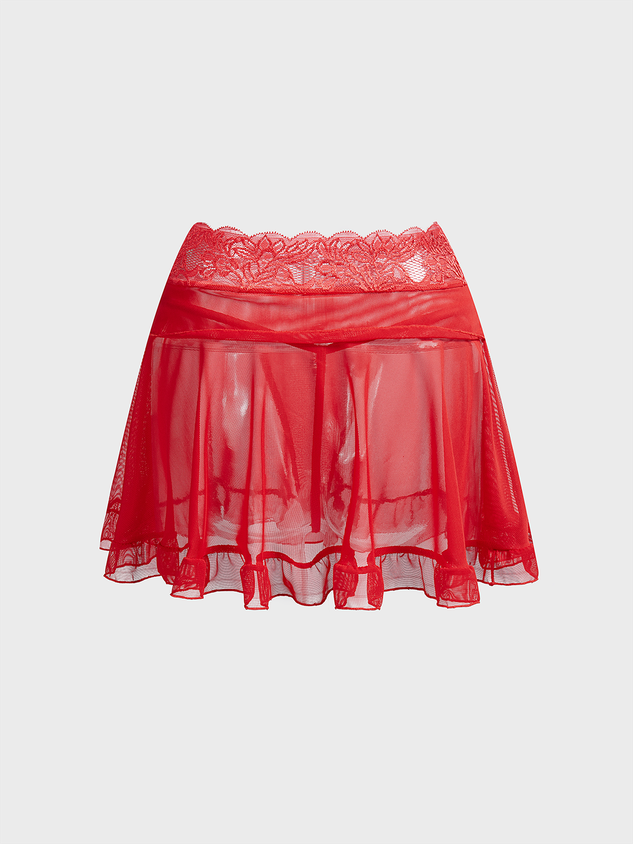 JazzHer 2024 New Lace Plain Short Skirt