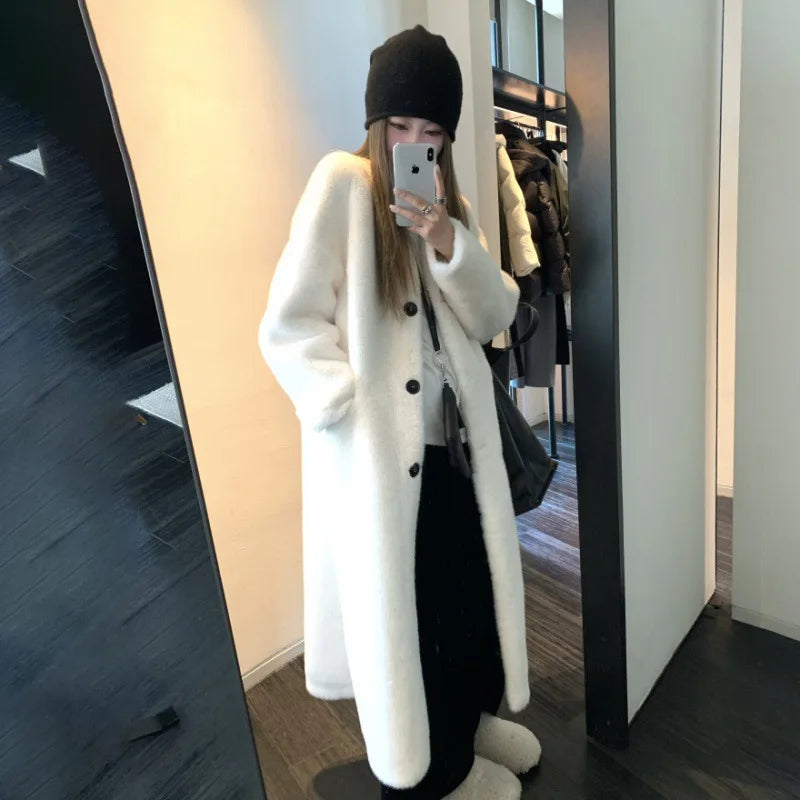 cold weather outfits JazzHer 2024 New Thickened Idle Style Women's Long Eco-Friendly Mink Fur Jacket Overcoat From China Mainland True Leather Fur