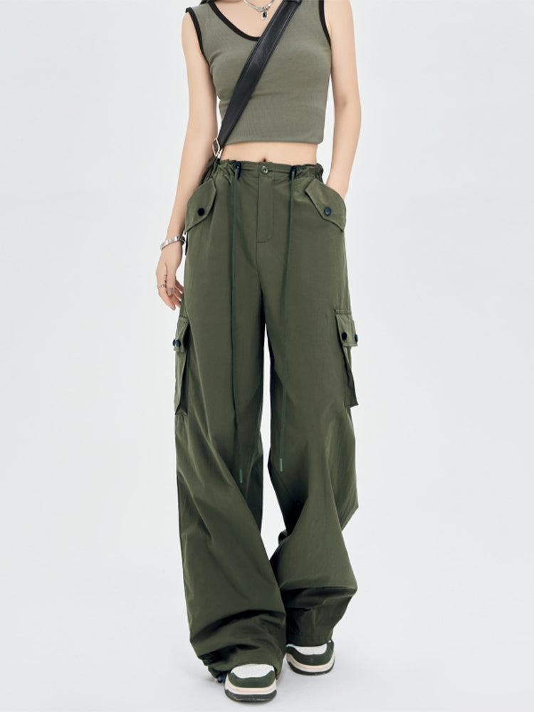 christmas outfit JazzHer Women's Green Cargo Pants Baggy 90s Aesthetic Parachute Pants Harajuku Japanese 2000s Style Y2k Vintage Trousers Trashy Clothes