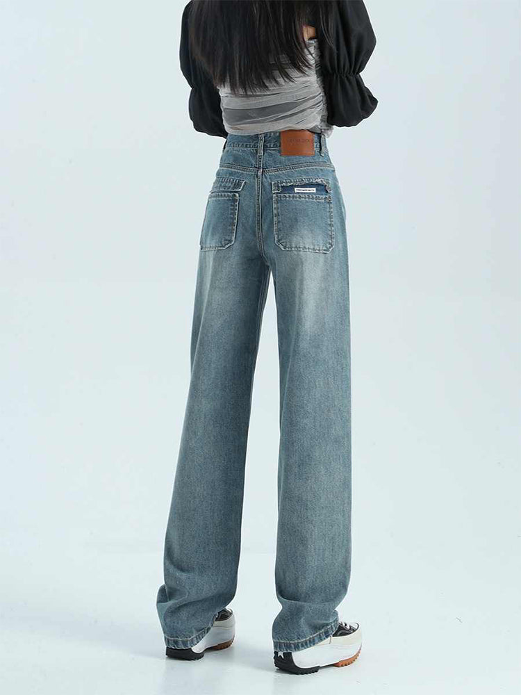 christmas outfit JazzHer Women Blue Y2k Baggy Jeans Harajuku Oversize Denim Trousers Vintage Japanese 2000s Style Straight Jean Pants Emo Trashy Clothes