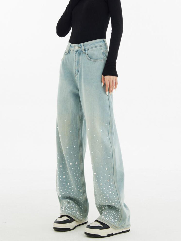 christmas outfit JazzHer Women Light Blue Y2k Jeans Harajuku Oversize Denim Trousers Japanese 2000s Style Baggy Sequins Jean Pants Trashy Vintage Clothes