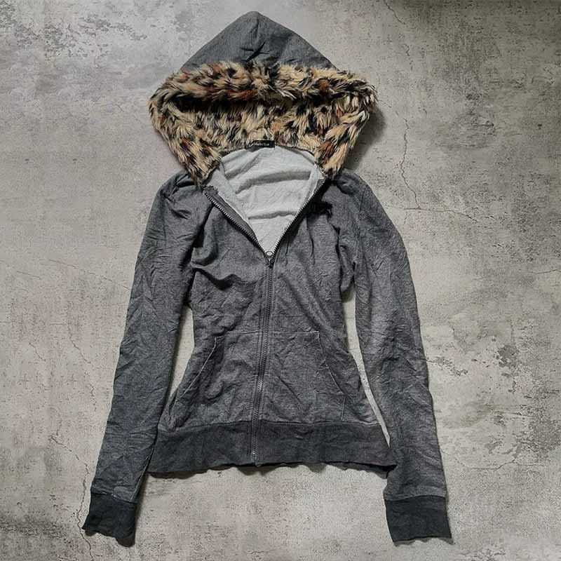 JazzHer Plush lining solid color pattern Hoodie casual chic Y2K top rock fashion street retro grunge punk hip hop Harajuku couple Hoodie