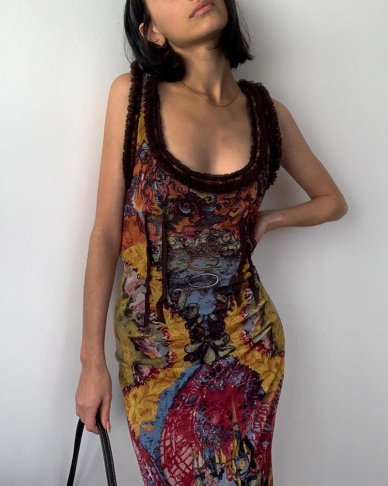 JazzHer Abstract Print Design Maxi Dress