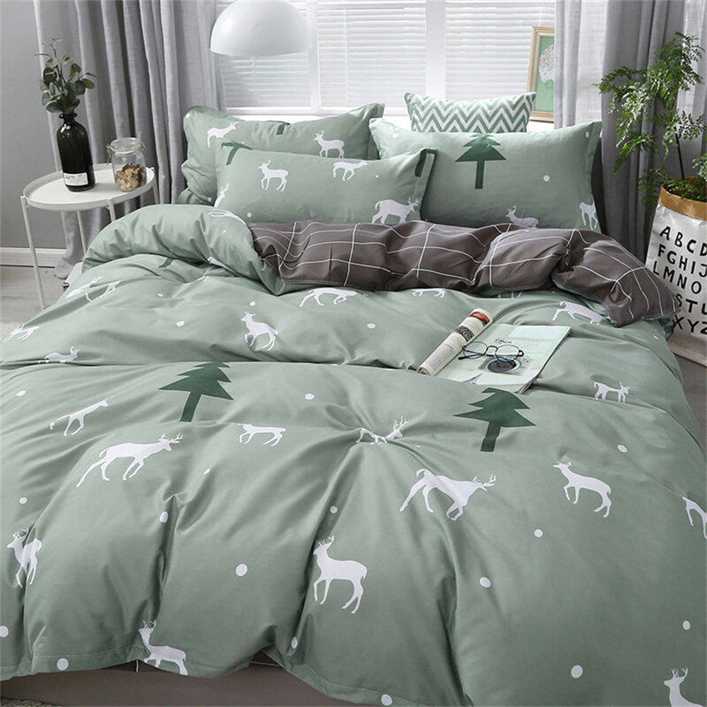 JazzHer Fawn Bedding Set Twin Full Queen King Size Animal Bed Linen Girls Adults Bed Flat Sheet Pillowcase Comforter Duvet Cover